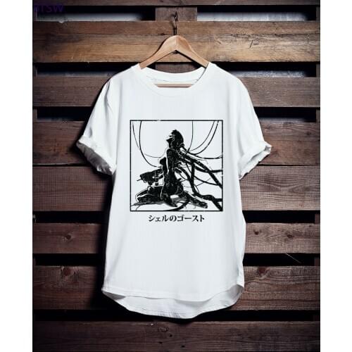 Women Casual Unisex Tshirt Trend Tops Streetwear Ghost Shell Shirt Akira Vintage Ghost 80s Manga Anime Shell Shirt Reprint