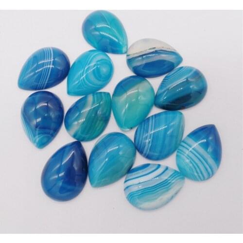 10Pcs 25x18x6mm Sky Blue Stripes Onyx Agate Teardrop Cab Cabochon For DIY Jewelry Making Necklace Accessories Exquisite Gift