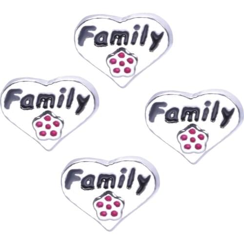 F159 Free Shipping Silver Plated Heart Family Floating Locket Charms For Glass Living Memory Locket 20pcs/lot