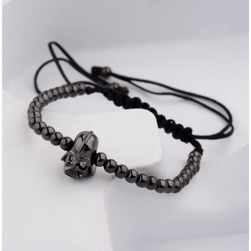 2021 1pcs High Grade Gold -Color 4mm Copper Beads Cz Macrame Bracelets For Men AB1020