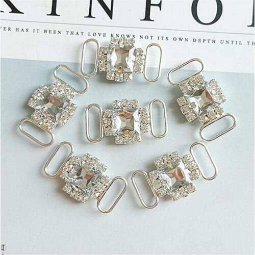 4 Pieces 2*3.7cm Wholesale Transparent Crystal Acrylic Buckles Rhinestone Bikini Connector Buckle DIY
