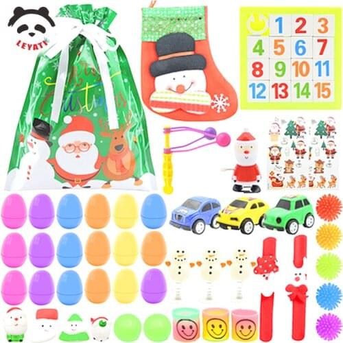 46Pcs Christmas Gift Squeeze Toy Kawaii Santa Claus Squishy Mochi Rising Stress Fidgets Small Car Xmas glasses hat