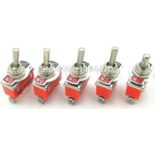 5pcs Latching Toggle Switch 1021 2-Pin 2 Position ON-OFF SPST Maintained 15A 250VAC with Waterproof Cap 12mm Mounting Hole
