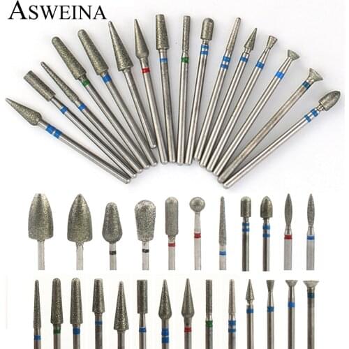 Diamond Milling Cutters Electric Manicure Burrs Nail Drills Bit Rotary Pedicure Files Cuticle Clean Bits Tools Accessories