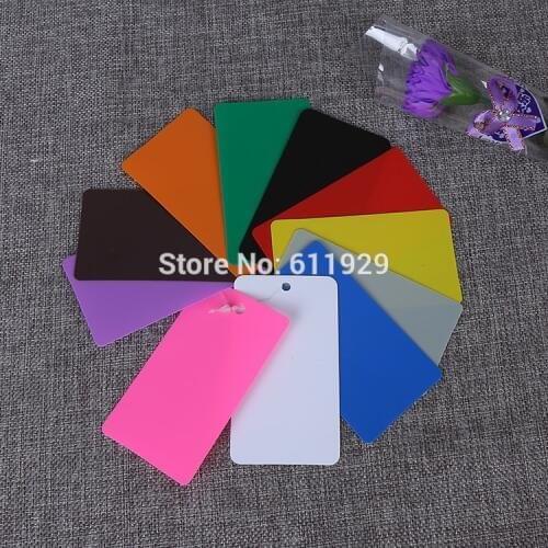 Free shipping stock blank colorful plastic pvc hang tag/clothing plastic tag/garment printed tag/DIY gift tag 100 pcs a lot