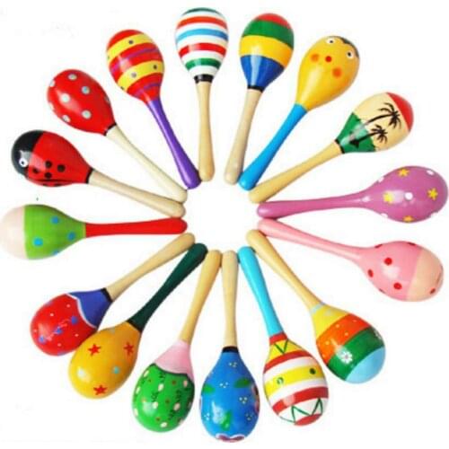 Large Sand Hammer Practice Grasping Cartoon Wooden Sand Ball Rattle Baby Toy