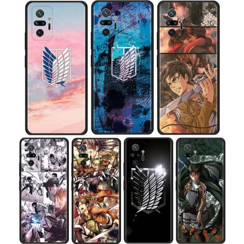 Attack On Titan Logo Cover For Xiaomi Redmi Note 9S 9 8 9T 7 8T 10 Pro Max 5G TPU Cell Phone Case Black Soft Shell Coque Capa