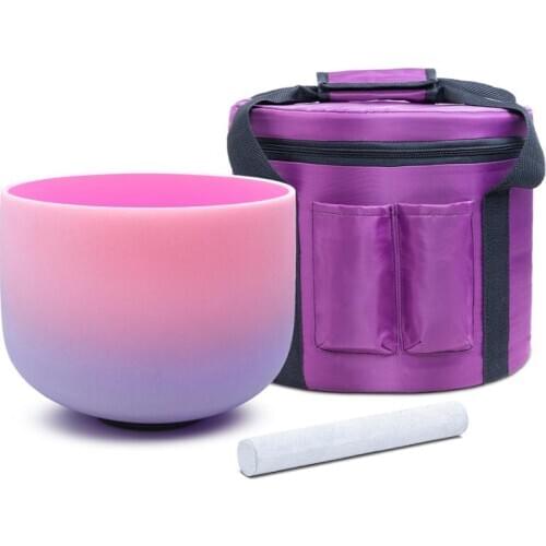 F note Frosted Quartz Crystal Singing bowl Heart Chakra pink-purple Color 8inch