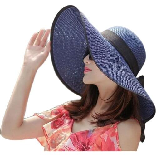 HANGYUNXUANHAO 2019 Ladies Summer Hats With Bow New Brand Straw Hats For Women Beach Sun Hats Floppy Sunhat Chapeau Femme