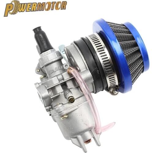 Motorcycle Carburetor + Steel 44mm Air Filter Red Blue + Stack for 47cc 49cc Mini Moto Dirt Pocket Bike ATV Quad Go Kart Buggy