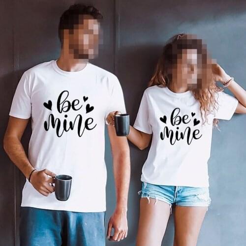 Valentines Day Lovemine plus size blouse couple love pattern printing round neck 100% cotton short-sleeved t-shirt women tops