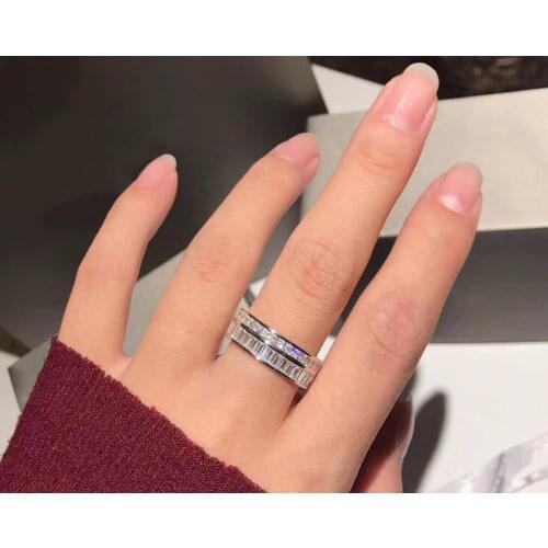 925 Sterling Silver crystal circle ring Romantic geometric Shinny rings Micro Pave CZ stone Silver Ring Wedding party jewelry