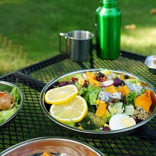 17 in 1 Stainless Steel Plate Set Portable Dinnerware Cooking Plates Bowl for