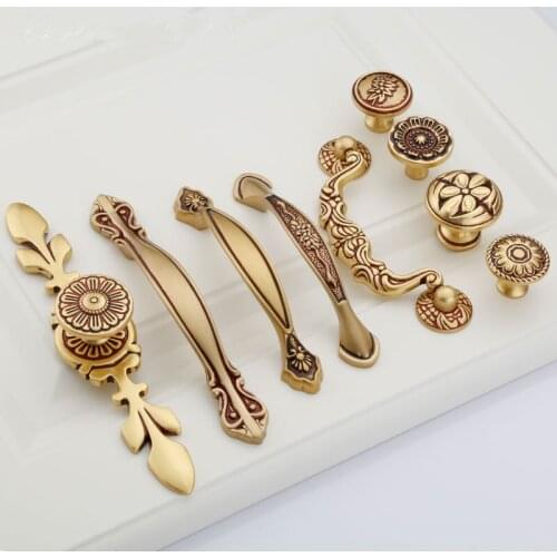 European Style Copper Furniture Handles Pull Brass Cabinet Knobs and Handles Kitchen Handle Drawer Knobs Cupboard Pulls