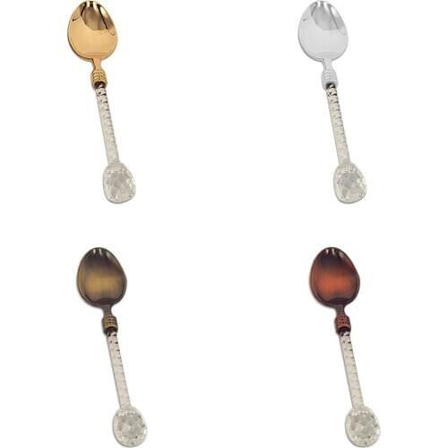 Alloy Crystal Retro Coffee Tea Spoon Court Tree Branch Small Spoonful Dessert Spoons For Afternoon Tea Little Gift For Souvenir