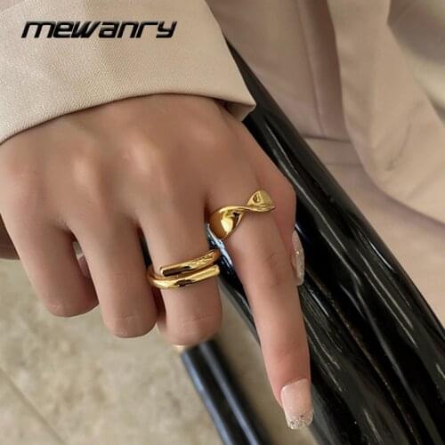 Mewanry Minimalist 925 Sterling Silver Rings 2021 INS Trend Vintage Elegant Couples Glossy Cross Twist Party Jewelry Lover Gifts