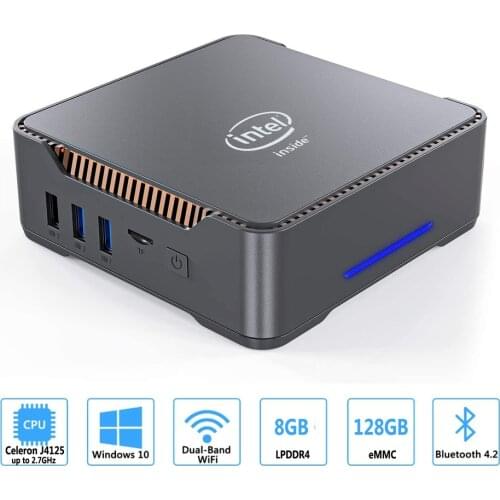 GK3V Intel Celeron J4125 Windows 10 Pro Key Mini PC DDR4 8GB RAM 128GB 256GB SSD Gaming PC 2.4G 5G WiFi 1000M LAN Mini Computer