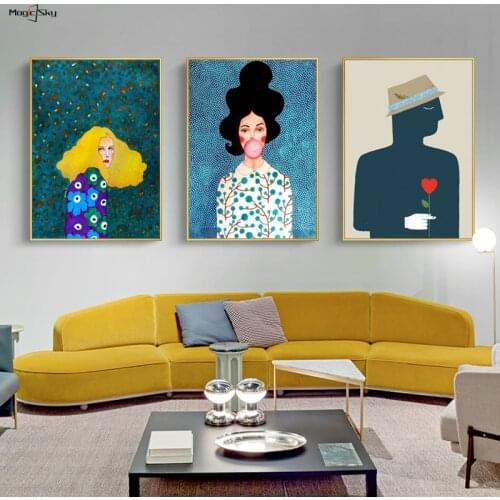 Fashion Girl Hair Flower Canvas Painting Abstract Posters and Prints Home Decoration Nordic Wall Art Living Room Bedroom Decor