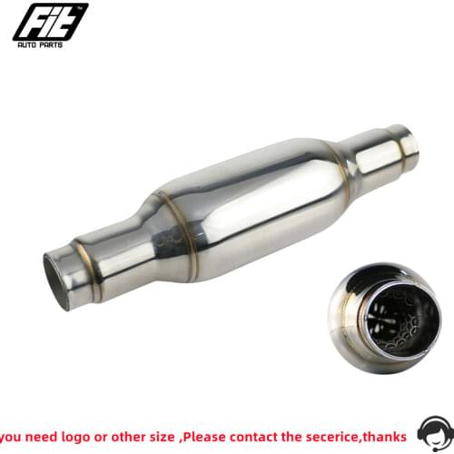 Free Ship Stainless Steel powerful Exhaust Muffler Chrome Silver Straight-through Steel Wool Car Resonator