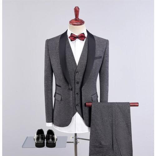 Men Suits 2019 New Fashion 3 Pieces Korean Version of Self-cultivation Hosted the Ceremonial Suit Suit Men