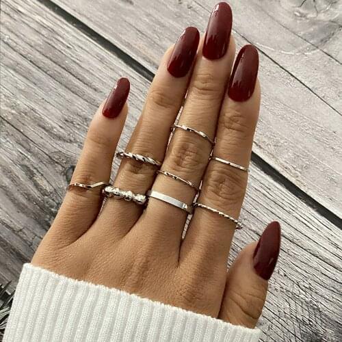 IPARAM Punk Metal Twist Circle Joint Ring Set Womens Retro Gold Silver Color Metal Geometric Finger Ring Fashion Jewelry Gift