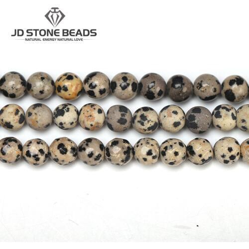 Natural Spot Beads 3 4 6 8 10 12mm Pice size Matte Dalmation Jasper loose beads Faceted spotted for jewelry making free shipping