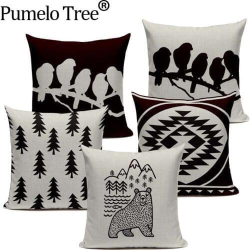 Nordic Home Decoration Scandinavian Style Cushion Cover Bird Geometric Pillowcase Decor Black And White Throw Pillows Cushions