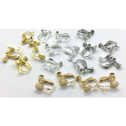 New arrival! Wholesale copper 18x17mm 100pcs/lot Screw Ear Clip Settings 8mm Cabochon Base blank Bezel Jewelry Findings