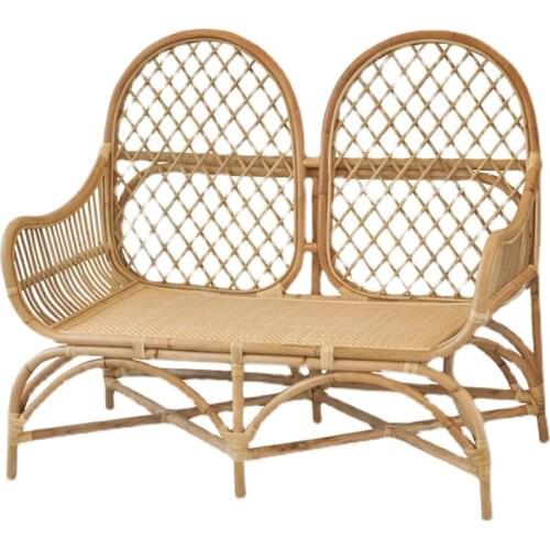 TT Custom Real Rattan Solid Wood Rattan Sofa Adult Balcony Living Room Simple Household Single Rattan Chair