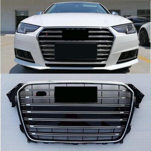 FOR AUDI A4 S4 B8.5 2013 13 2014 14 2015 15 2016 16 BLACK SILVER TRIM Front grille