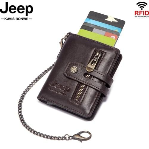 Casual Card Holder Hasp Protector Smart Card Case RFID Aluminum Box Slim Mini Men Cowhide Leather Coin Wallet Purse for Cards