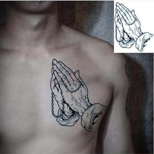 The Hand Of Pray Fake Tattoo Stickers For Men Women Arm Chest Body Art Waterproof Temporary Tattos Flash Party Decals Tatoos