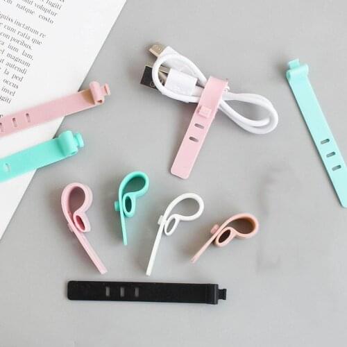 Silicone Cable Winder Silicone Tidy Cord Strap Hook Loop Wire Organizer For Earphone Headphone Wire Data Cable USB Charger Line