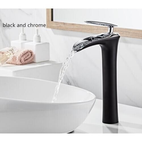 Bathroom gold lavatory waterfall Faucet hot and cold Crane Brass sink mixer Waterfall Sink Faucet Single Handle water faucet