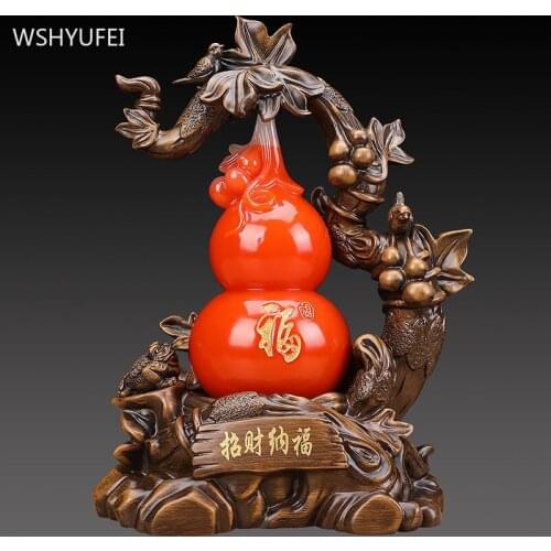 Resin Home TV Cabinet Feng Shui Decoration Living Room Auspicious Ornaments Study Desktop Bogu Frame Gourd Decor Crafts