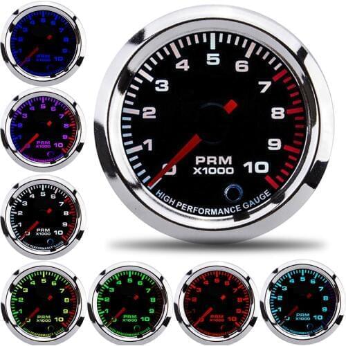 52mm tachometer car moto LCD Digital 7 Color Display tacometro 0-10000 rpm meter Gauge Fit For 4 6 8 cylinders speedometer