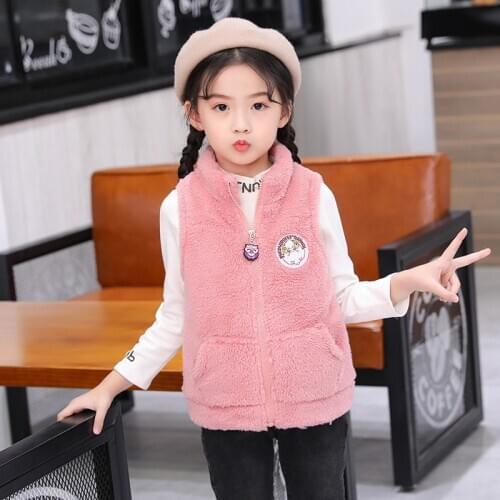 Thick Warm kids vest for girls Coral fleece Boys waistcoat toddler girl vest infant winter autumn Stand-up collar sleeveless jac