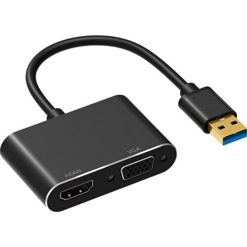 USB3.0 To VGA HDMI-compatible Converter1080P for Lenovo/DELL/ASUS/XIAOMI Computer Laptop To Monitor/TV Dual Screen Display