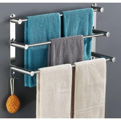 Perforation-free Seamless Towel Rack Bathroom Shelf Towel Rack Toilet Bathroom Toilet Stainless Steel Hanging Towel Rod G8078