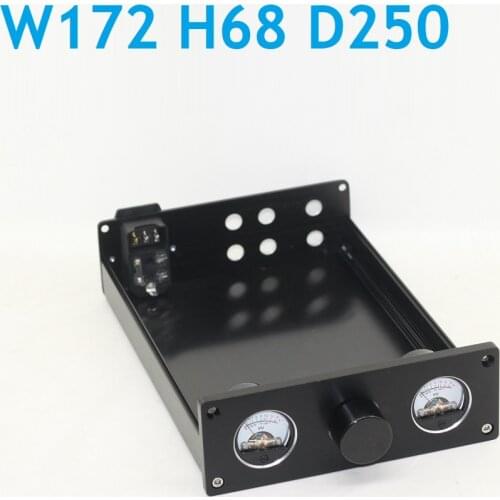 All Aluminum DIY DAC Decoder Enclosure Power Filter Shell Dual VU Meters Preamp Amplifier Housing Power Amp W172 H60 Black