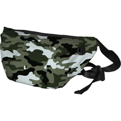 WAMNI 2020 New Zipper Camouflage Bag Men Canvas Waist Bag Women Belt Bags Chest Packs Funny 3D Print Hip Hop Crossbody Bag
