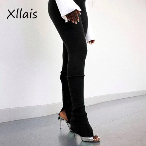XLLAIS Good Stretchy Snug Party Pants Women Sexy High Waist Side Split Streetwear Clothes Office Lady Casual Soft Trousers