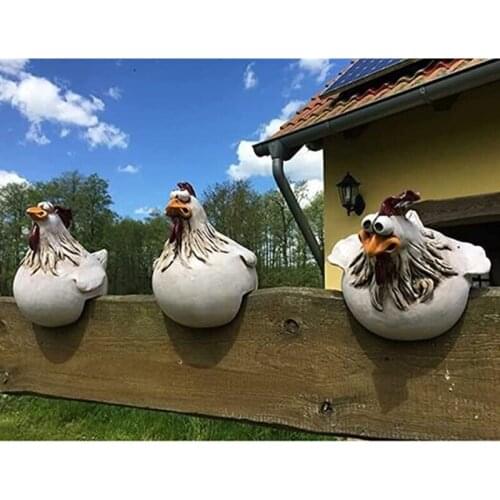 Funny Big-Eyes Hen Sculpture Resin Crafts Chicken Sculpture Ornament Fence Statue Outdoor Garden Decoration Au03 21 Dropshipping