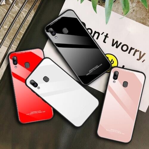 For Samsung Galaxy S10plus Tempered Glass Mobile Phone Shell A70 Solid Color A50 Silicone Soft Protective Sleeve