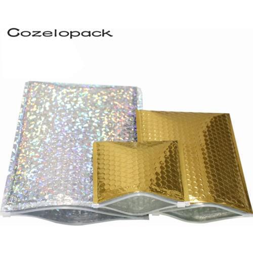10pcs/pack Aluminized Foil metallic bubble mailer with zip lock