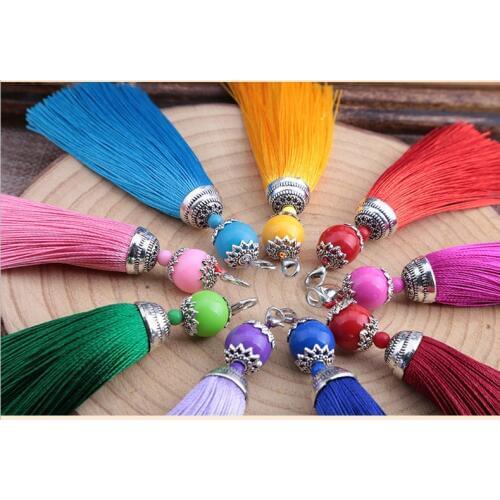 30pcs/lot Decorative Tassel Polyester with metal Zinc Alloy hook for Earring Charm Pendant Satin Tassels Diy Jewelry Making