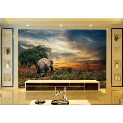 3d photo wallpaper custom mural Elephant at dusk big tree back view living room home decor wallpaper for walls 3 d