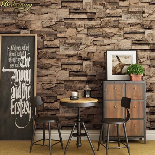 Beibehang Stone imitation marble pattern culture stone retro brick pattern brick brick head 3d stereo background wall wallpaper