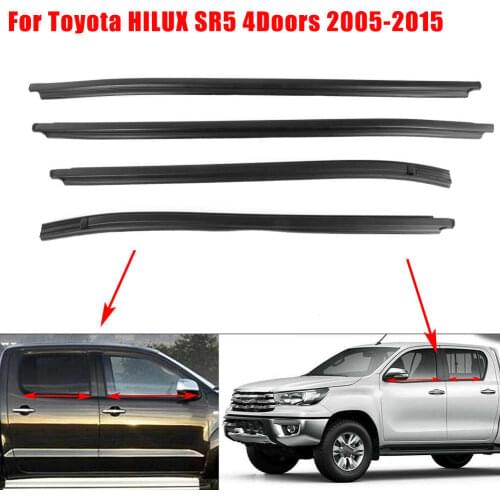 4Pcs Weatherstrip Car Outer Window Glass Seal Belt Moulding Trim Sealing Strips Rubber for Toyota HILUX SR5 4Doors 2005-2015