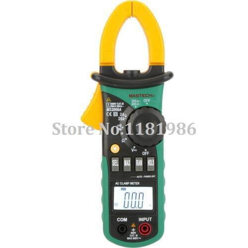 Mastech MS2008A 1999 Counts Mini Digital AC Current Clamp Meter Multimeter Multimetro Ammeter Voltmeter Ohmmeter w/LCD Backlight